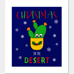 Christmas In The Desert - Opuntia Microdasys Cactus In Christmas Holly Pot Posters and Art